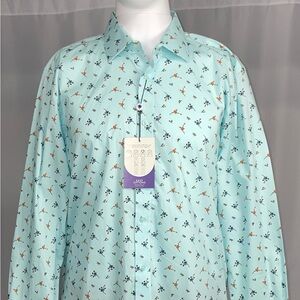 Tayion Men's Green Floral Long-Sleeve Dress Shirt Multiple Sizes Brand New Tags